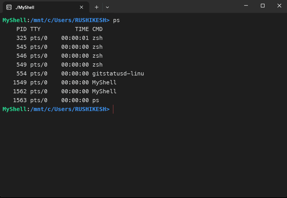 Unix Shell screenshot